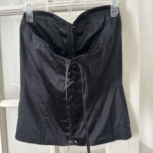 Satin Corset Top Black Women’s Large Forever 21 Goth - Picture 4 of 10